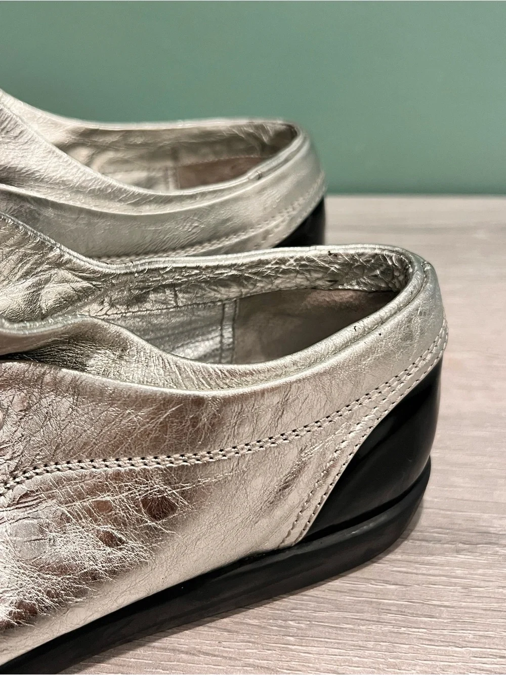 CHANEL Silver and Black Low-Top Lace-Up Sneaker